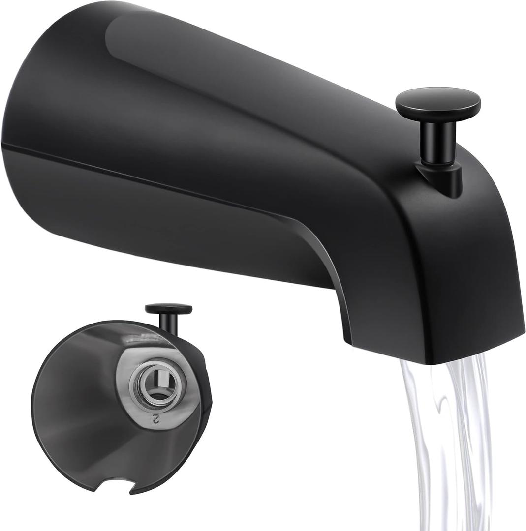 Dreyoo Universal Bathroom Tub Spout Compatible with Westbrass E531D-1F-62, Fits 4 Inch Reach Wall Front Mount Tub Spout with Shower Diverter 1/2'' IPS Inside Thread Bathtub Faucet(Matte Black)