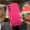 MOWIME Compatible with Samsung Galaxy A15 5G Case with Card Holder, Cheetah Print Shockproof Soft TPU Protective Cover Women Girls, Anti Scratch Wallet Case for Galaxy A15 5G 6.5 Inch, Hot Pink