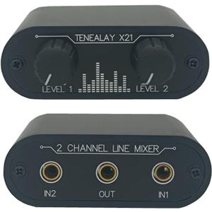 2 Way Audio mixer 3.5mm Un-powered mixer, 2 to 1 Stereo aux 3.5mm line levels control Box mini passive mixer X21