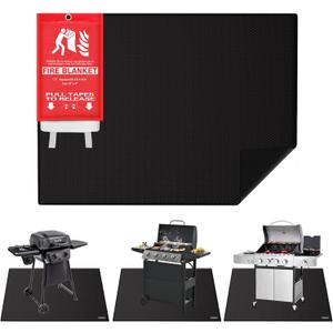 Large Under Grill Mat with 40 x 40Fire Blanket, Double-Sided 65 x 48Fireproof Grill Pad for Outdoor Grill,Indoor Fireplace Fire Pit Mat, Waterproof Oilproof BBQ Mat for Deck Patio Lawn
