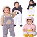 Gaorui Newborn Baby Jumpsuit Outfit Hoody Coat Winter Infant Rompers Toddler Clothing Bodysuit Cartoon (Black, M)