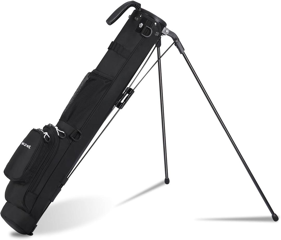 MAZEL Lightweight Golf Bag for Men  Easy to Carry Golf Clubs Bag with Shoulder Strap,Pitch n Putt Golf Stand Bag for Driving Range,Par 3 and Executive Courses - Fit Up to 8 Clubs (Black)
