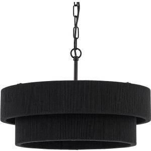 20 Black Hand Woven Rattan Chandelier Boho Pendant Light Adjustable Modern Pendant Light for Kitchen Island Dining Living Room, UL Listed