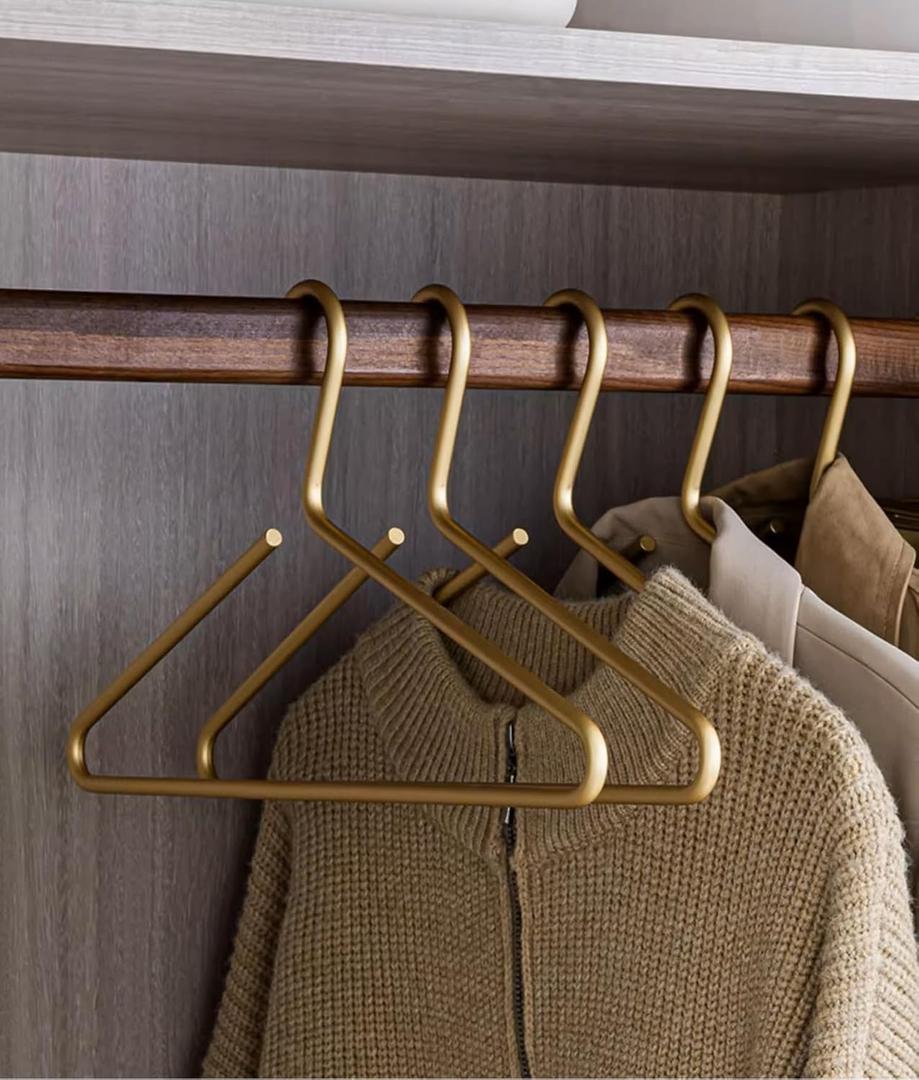 Premium Matte Gold Aluminum Coat Hangers 10 Piece Set, 16.5 Extra Smooth & Durable Metal Shirt Dress Hanger,Aluminum Alloy Hanger,Clothing Support,Clothing Hang