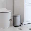 Amazon Basics MINI Trash Can, 1.32 Gallon (5L) Smudge Resistant Rectangular Bin with Soft-Close Lid, Step Foot Pedal, Removable Inner Bucket, Brushed Stainless Steel, for Bathroom, Satin Nickel Finish