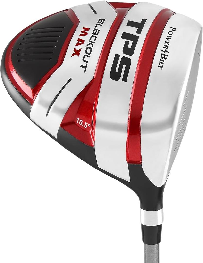 Powerbilt TPS Blackout Max Driver, Men's 10.5 Degree in Black/Red with Headcover