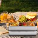 LemonRoad 6 Pcs Stainless Steel Snack Containers 3 Compartments Bento Boxes Reusable Lunch Snack Box with Lids Divided Portable Food Storage Containers for School Party Travel Picnic Home