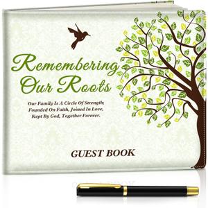 Patelai Family Reunion Party Favors Decorations Family Reunion Guest Book Sign in Good Tree Guest Book Gathering Decorations with Pen, 112 Pages(Green)