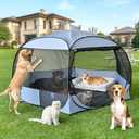 XXLarge Popup Portable Dog Houses, 10'x4.8'H Assembly-Free Gazebo-Style Kennel Dog Playpen Pet Screen Tent Sun Shade Shelter, Dog Crates Canopy for Travel Camping Anti-Bugs with Leakproof Bottom