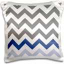3dRose pc_179810_1 Charcoal Grey Chevron with Blue Zig Zag Accent-Gray Zigzag Pattern-Pillow Case, 16 by 16" (16" x 16" (Pack of 1))