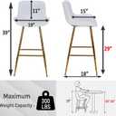 Sidanli Velvet Bar Stools with Gold Legs, Set of 2 Counter Height Stools for Kitchen Island, 29 Inch Modern Barstools with Swivel Leveling Feet, White