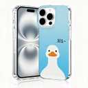 for iPhone 16 Pro Max Case, Animal Print Case for iPhone 16 Pro Max, Scratch Resistant Shockproof Cover, Aesthetic Clear Phone Cover, Hi White Duck, Funny Duck CasesB085