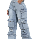 Ryehack Women’s Baggy Jeans Y2k Cargo Jeans Casual High Waist Baggy Denim Cargo Pants with Pockets Streetwear M