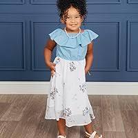 Girl's Dress, Floral Print (Blue/White), Size 130