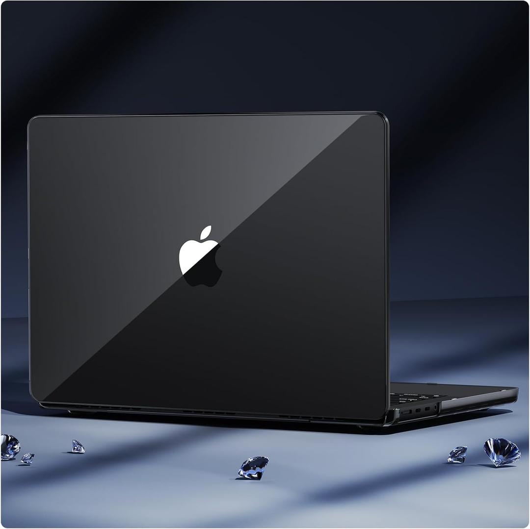 for MacBook Pro 16 inch Case M4 2024-2021 M3 M2 M1 Pro/Max [100% Clear, Refined Black] Protective Hard Shell Case Laptop Cover - Crystal Black