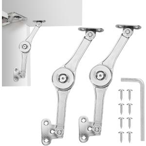 HBL' 2 Pack | Lid Support Hinges Heavy Duty Lid Stay Hinge – 110° Open Angle, Free Stop, Tension Adjustable, Supports Up to 50LBS for Upper Cabinets & RV Cabinets.