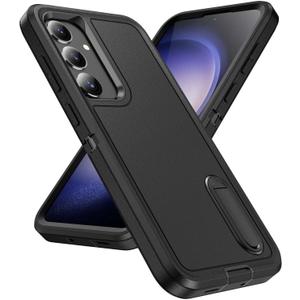 IDweel for Galaxy S24 Plus Case for Men, Heavy Duty Protection Shockproof Anti-Scratch Slim Fit Lightweight Protective Sturdy Case Hard Cover with Kickstand for Samsung for Galaxy S24 Plus 6.6",Black