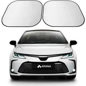 ARANA Set of 2 Car Windshield Sun Shade, 240T Polyster Front Window Sunshade Keeps Car Interior Cool, Foldable & Retractable Sun Visor Universal Fit for Small Sedan, Jeep Wrangler, Small 26"x18"