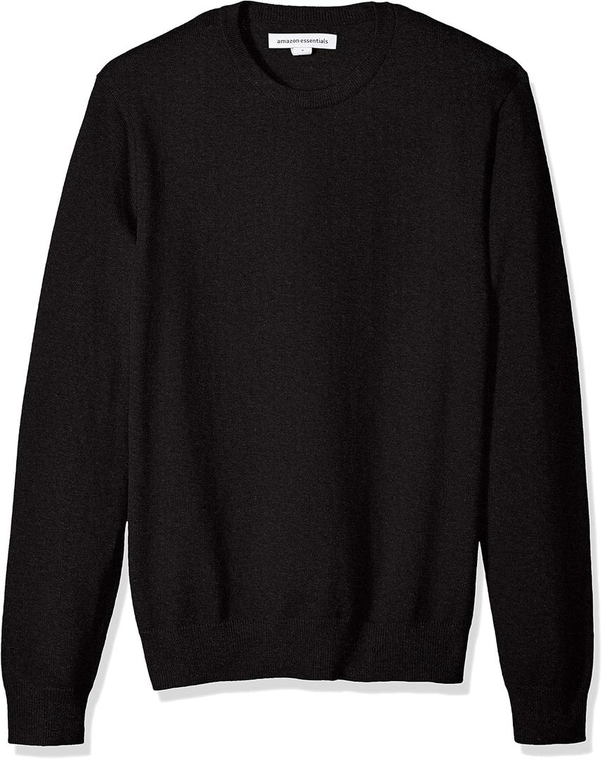 Amazon Essentials Men's Long-Sleeve Crewneck Sweater, 100% Cotton, Big & Tall Options (XX-Large, Black)