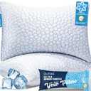 Cooling Pillow for Sleeping, CertiPUR-US Shredded Memory Foam Queen Pillows Set of 2, Cool Pillow for Hot Sleepers Adjustable Firm Pillow for Side, Back, Stomach Sleepers Soft Yet Support,White