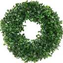 Green Leaves Wreath Artificial Plant Garland Simulation Hanging Ornament Mini Floral Hoop Front Door Hanging Wreath for Farmhouse Wedding Wall Window Home Decor - Size, S
