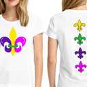 New Orleans Shirts for Women Fat Tuesday T-Shirt Holiday Party Tee Tops (White, L)