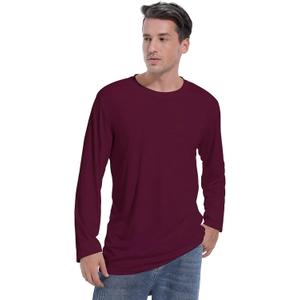 Big & Tall Long Sleeve Moisture Wicking Athletic T-Shirt, Maroon, XLT
