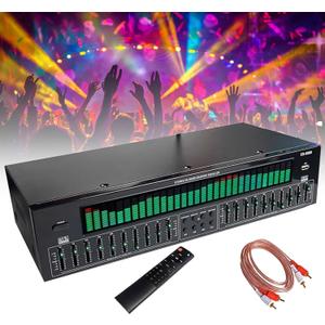 Equalizer Home Audio 31 Bands Graphic Equalizer,Stereo Equalizers Audio,Music Spectrum Analyzer Bluetooth Connectivity,12 Rhythm Patterns with Noise Reduction for Concert,Recording Studio (Black)