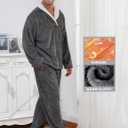 Arssm Mens Fluffy Pajamas Set 2 Piece Fleece Pjs Loose Plush Winter Warm Cozy Loungewear Sleepwear (Gray, M)