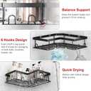 Liuoud Corner Shower Caddy 5 Pack, Rustproof Stainless Steel Shower Organizer with Soap Rack Toothbrush Holder, Large Capacity Adhesive No Drilling Bathroom Storage Decor Set, Black