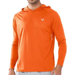 NORTHYARD Men's UPF 50+ Hoodie Shirts Long Sleeve Sun Protection Fishing Swim Beach UV SPF Rash Guard Quick Dry Lightweight (Orange, XXL)