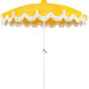 7.5ft Pagoda Patio Umbrella with Fringe, UPF50+ Tassel Umbrella with Crank & Fiberglass Ribs, Holiday Outdoor Umbrella for Garden Pool Lawn Yard Table