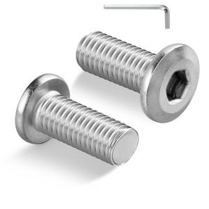 M6-1.0 x 15mm Flat Head Hex Socket Cap Screws Bolts 100Pcs, M6 Bolt 304 Stainless Steel 18-8 Furniture Bolts Full Thread, with Hex Spanner (Silver)