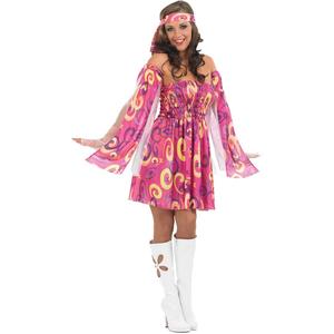 Fun shack 70s Fancy Dress Women, Hippy Fancy Dress for Women, Womens Hippie Costume, Gogo Girl Costume Women, Size L