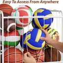 YKDIRECT 210L Rolling Ball Organizer with Locking Wheels - Large Sports Storage Basket for Basketball Soccer Football Volleyball, Steel Garage Equipment Cart with Elastic Rope for Household Storage