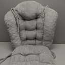 idee-home Wingback Rocking Chair Cushions Indoor, Glider Rocker Replacement Cushions with Removable Corduroy Cover, Wooden Adirondack Chair Pad Non-Slip Bottom Tufted Seat Pads with Ties, Grey (22.2 x 26.7 x 3 in & 17 x 17 x 4 in, Black)