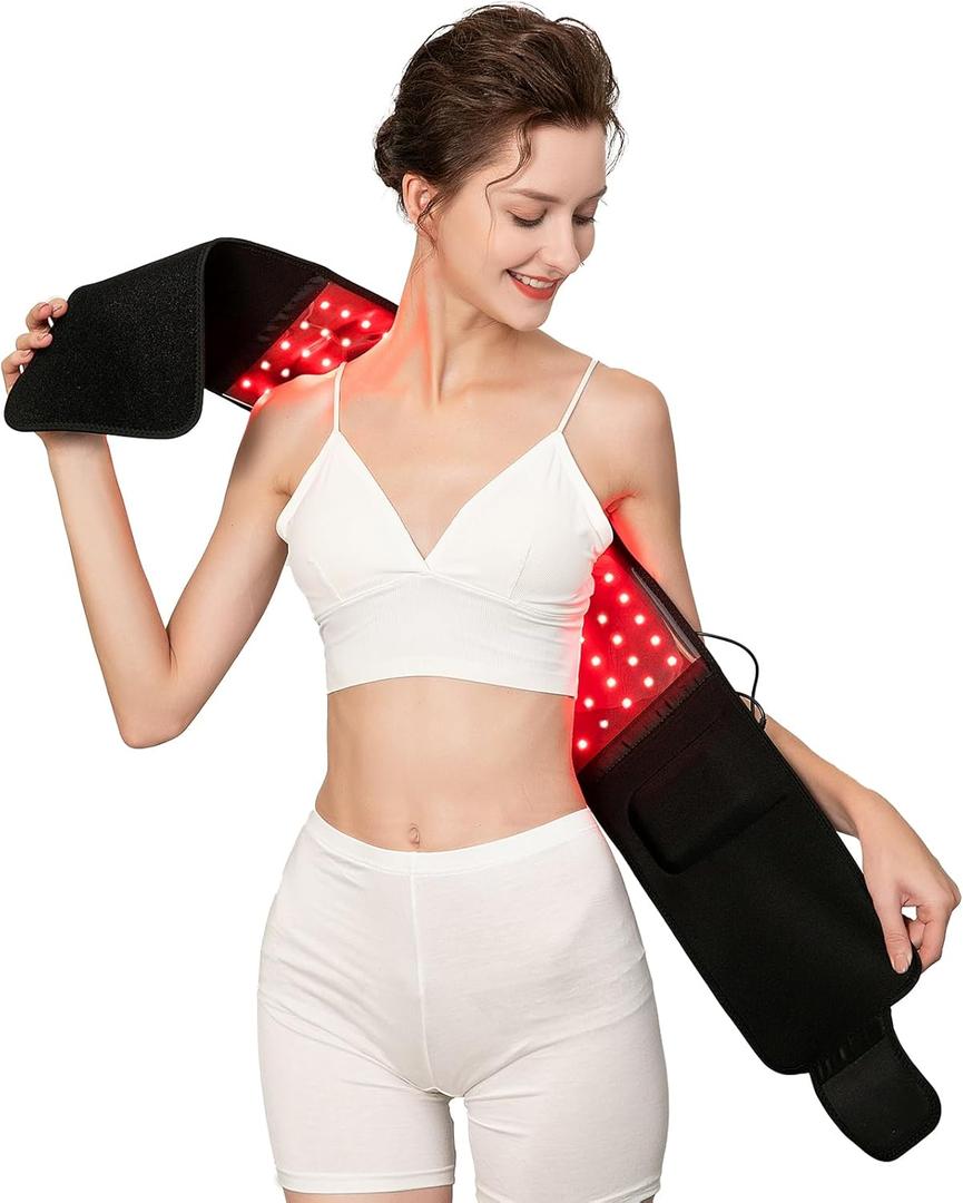 USUIE Red Light Therapy Belt, Infrared Light Therapy Wrap Red Light Therapy Device for Body with Timer for Back Shoulder Waist Muscle Pain Relief for Gift Women Men Gift (Black)