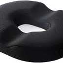 JEMA Orthopedic Donut Pillow for Tailbone Pain Relief - Memory Foam Coccyx Cushion for Sciatica, Pregnancy, Postpartum, Office Chair & Car Seat, Ergonomic Design with Removable Cover (Black)