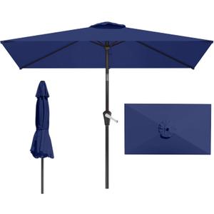6.5x10FT Patio Umbrella, Outdoor Umbrella with Push Button Tilt and Crank, 8 Sturdy Ribs, UV Protection & Waterproof Market Umbrella for Pool, Backyard, Beach,Deck (Navy)