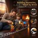 Wild West Ore Train Lighting Building Block Set with Signpost- 1402PCS | Steam Locomotive Model with LED Lights & Moving Parts, Retro Train Decor, Creative Gift for Adults&Teens&Western Enthusiasts