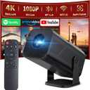 Mini Projector with WiFi & Bluetooth, 4K Support, Auto Vertical Keystone Correction; Portable for Home Movies, Outdoor & Backyard, Gaming, Bedroom, Travel, Camping; Compatible with Phones (black)