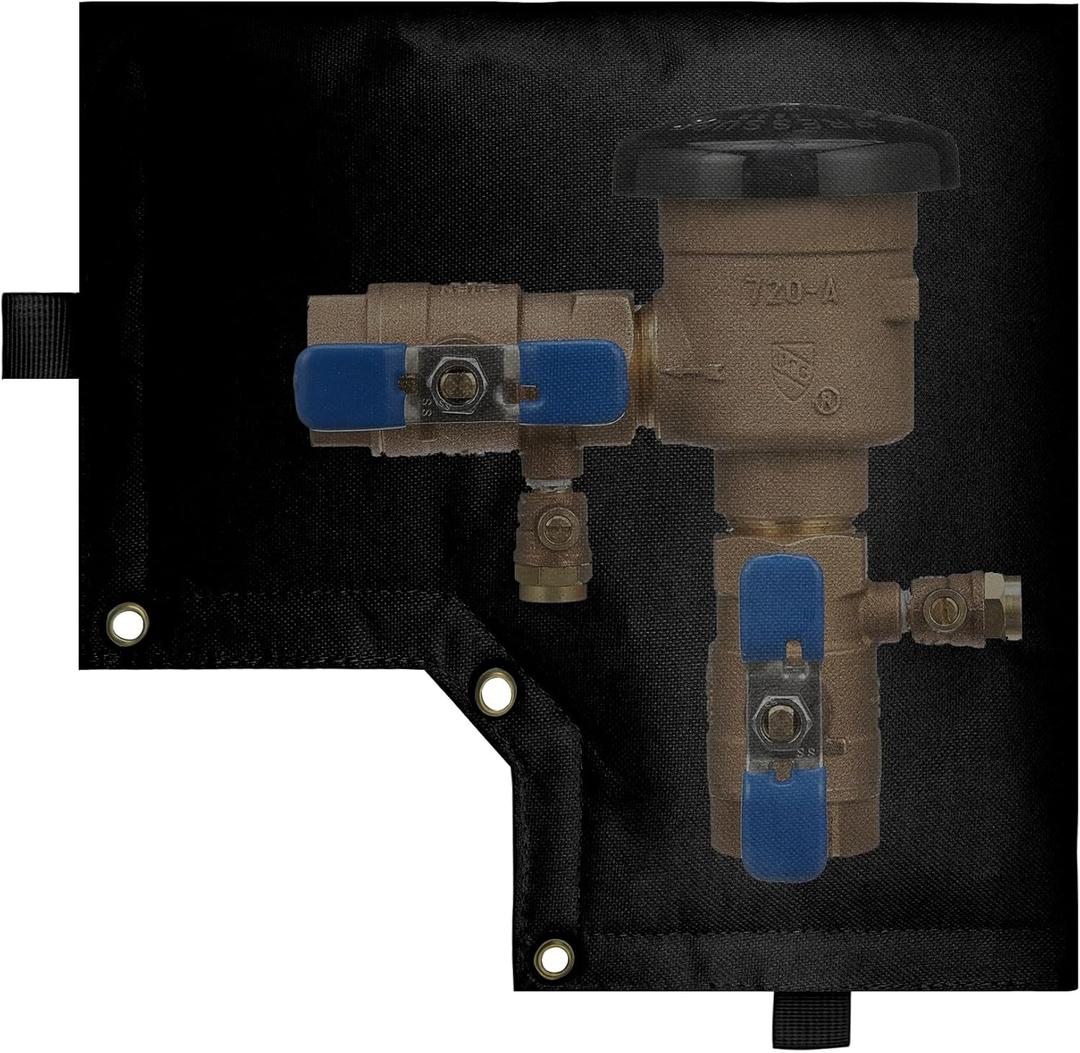 Backflow Preventer Cover Insulated Pouch, Sprinkler Valve Cover Insulated, Pipe Insulation Cover, Protects from Severe Snow and Intense Sun, Winter Water Well Pump Covers (Black 13" W12" H)