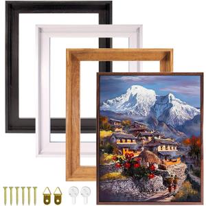 Texas Art Canvas Floater Frame for 1to 1.25Deep Gallery-Wrapped Canvas, Floating Picture Frame for Oil Paintings, Prints and Wall Art, PS Wood-Look Frames with Hanging Kit 16x24 inch White