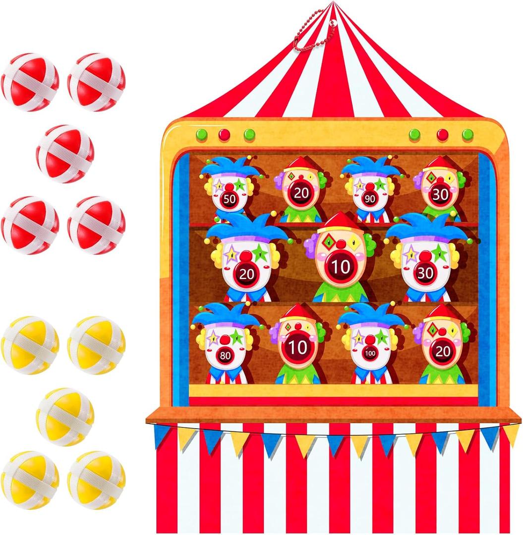Carnival Birthday Party Decorations - Dart Board with 10 Sticky Balls,Felt Cloth Circus Theme Party Decorations, 19.1x13.4 Inches Fun Outdoor & Indoor Family Game for Birthday