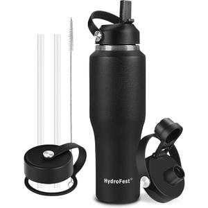 32oz Water Bottle Insulated with Straw,Leak Proof Water BottlesMens Water Bottle Stainless Steel for Gym,Hiking,TravelSport,1 Liter,Bpa free