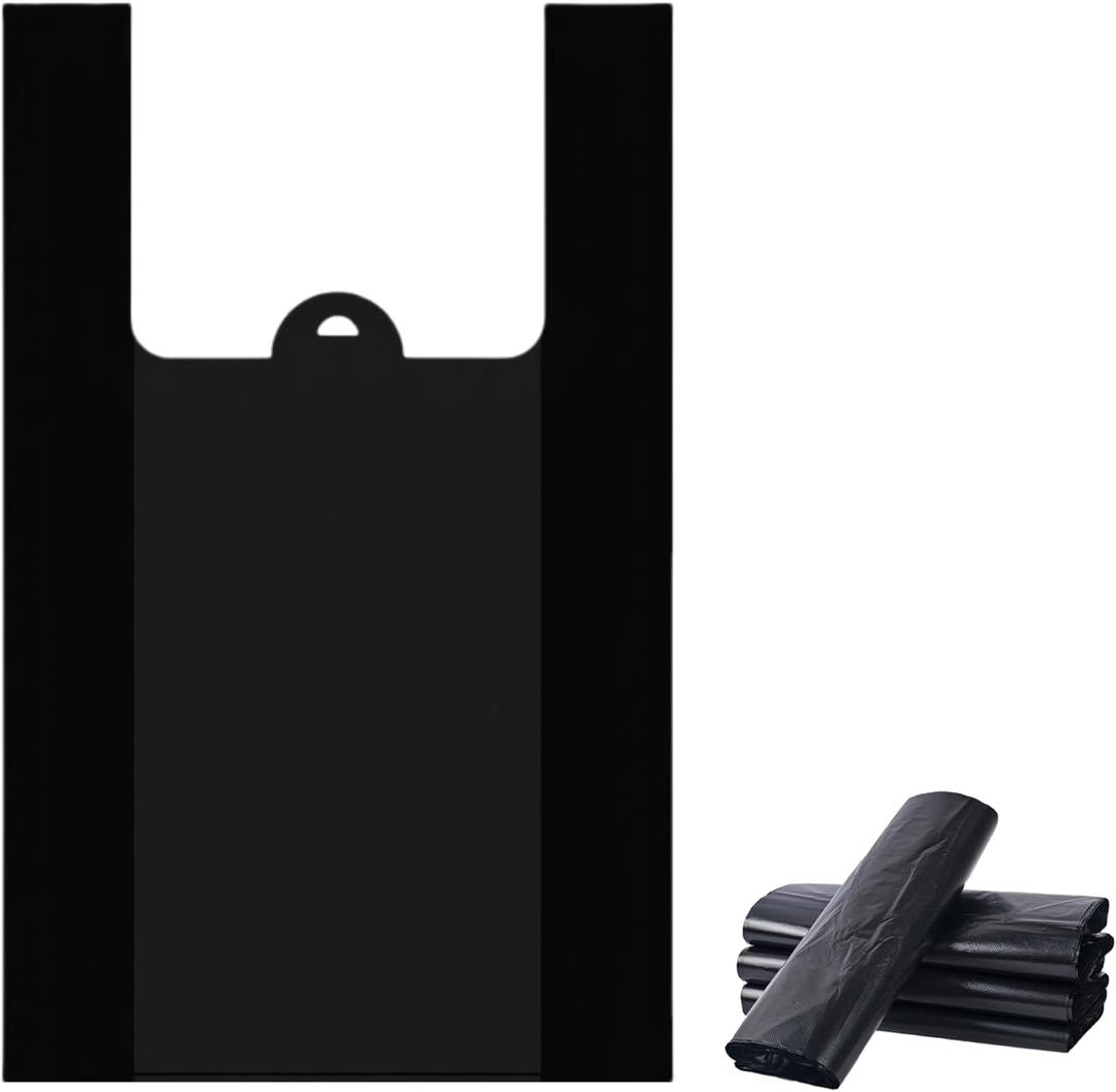 100 Count Black Small T-Shirt Trash Bags with Handles,Perfect for Dogs&Cats Poop Bags,Car Trash Bags (100)