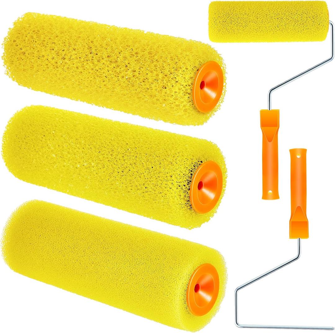 Therwen 5 Pcs 8 Inch Textured Paint Roller Bed Liner Roller Covers and Frame Kit Orange Peel Texture Roller Roll on Bed Liner for Truck Coating Create Texture Effect