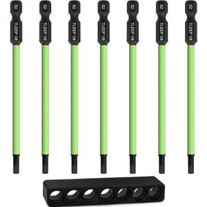 7Pcs 1/4" Hex Head Allen Wrench Drill Bits, SAE 1/8", 4" Long Hex Key Drill Bit Set, Magnetic Tips Screwdriver Socket Bit Set for Ikea Type Furniture (S2 Steel), 100MM Black
