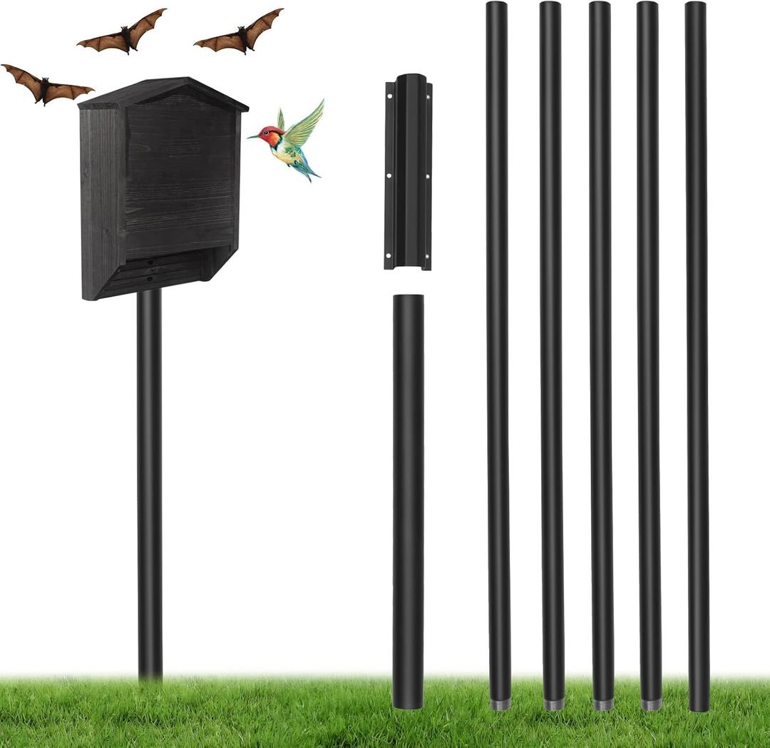 Bat House Pole 15 FT, Telescoping Bird House Kit with Ground Socket for Outdoor Use, Heavy Duty Metal Purple Martin House Pole for Birdhouses and Wildlife Nesting