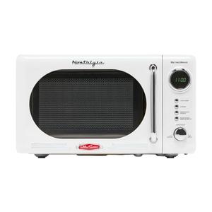 Nostalgia Retro Compact Countertop Microwave Oven - 0.7 Cu. Ft. - 700-Watts with LED Digital Display - Child Lock - Easy Clean Interior -White